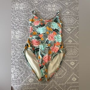 Floral full coverage one piece swimsuit